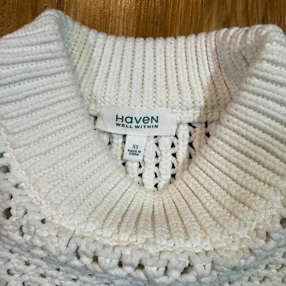 Haven Well Within Blocky Chunky Knit Short Sleeve Organic Cotton Sweater XS - Picture 5 of 7